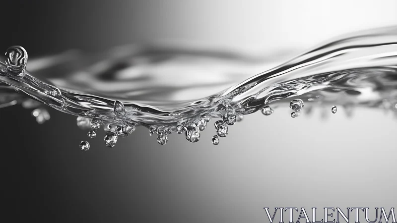 Crystal water wave flows in midair with luminous clarity