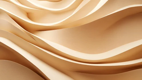 Abstract beige paper waves flowing in minimalist art style.