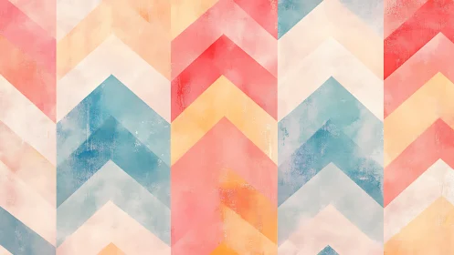 Chevron pattern with pastel geometric bands on textured surface.