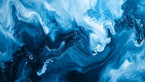 Oceanic blue fluid abstraction with swirling white currents.