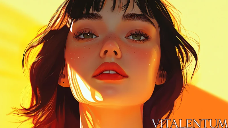 Low-angle digital portrait uses hard sunlight and vivid rim lighting