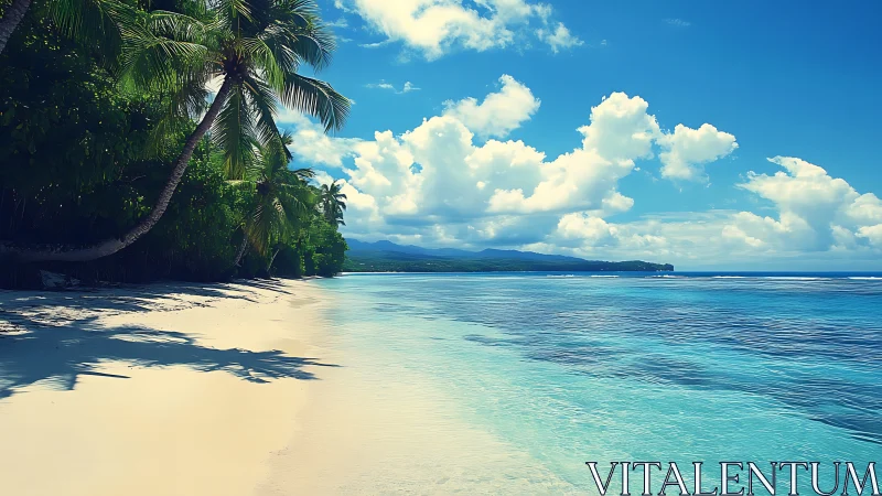 Tropical Paradise Beach With Palm Trees and Crystal Waters
