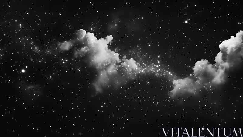 Soft starlit clouds drifting gently across a quiet night sky.