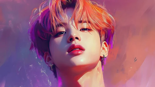 Vivid digital portrait shows luminous youth in bold colors