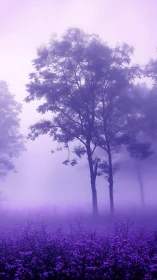 Lavender hush forest where violet fog quietly dreams.