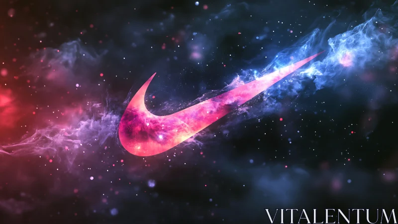 Bold glowing swoosh drifts through a dreamy cosmic nebula