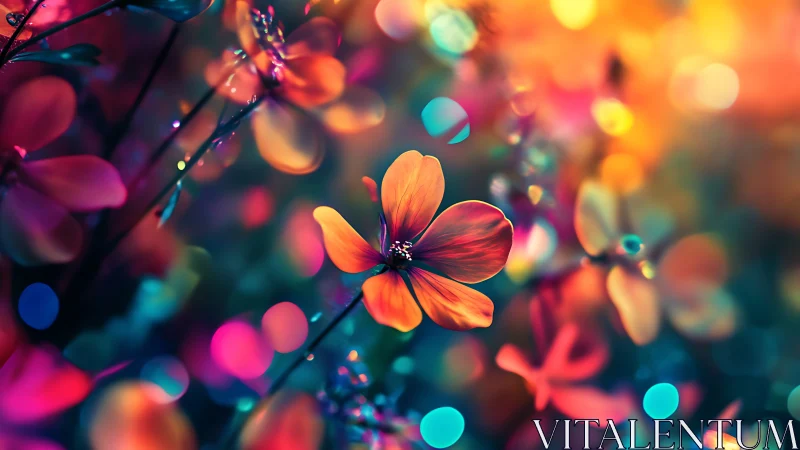 Neon Bloom: Luminescent Petals Dance Through Electric Dreamscape.