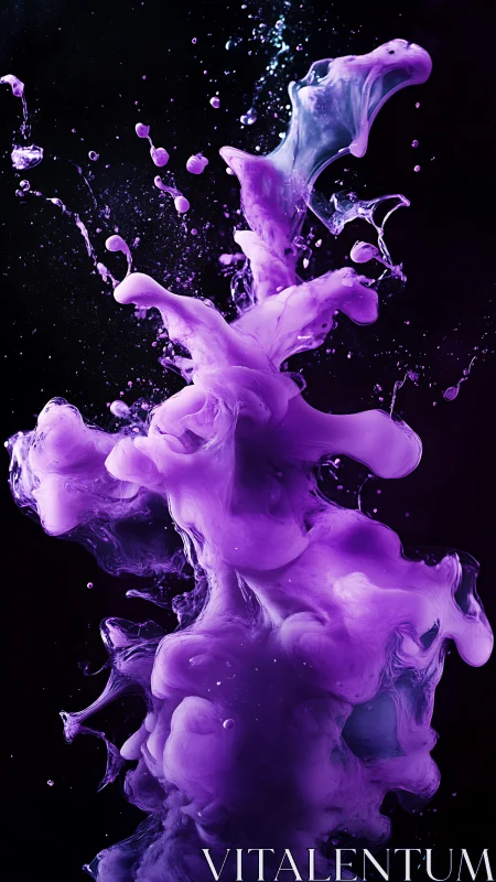 Lively purple splash dancing in a dreamy dark space.
