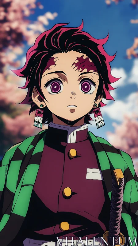 Cherry blossoms pause as young swordsman meets the sky