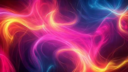 Neon energy ribbons in fluid digital painting composition.