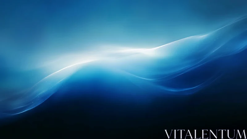 Luminescent blue wave arcs across deep gradient horizon.