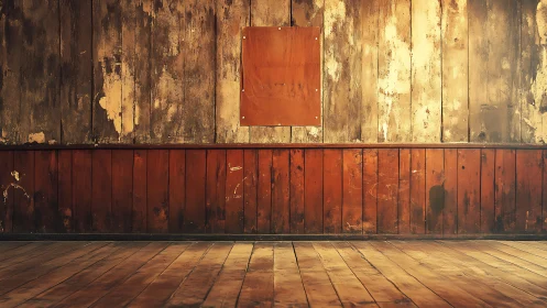 Aged wooden interior wall shows patina, surface wear and tonal gradation