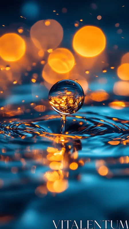 Molten lights hover over sapphire ripple universe of water.