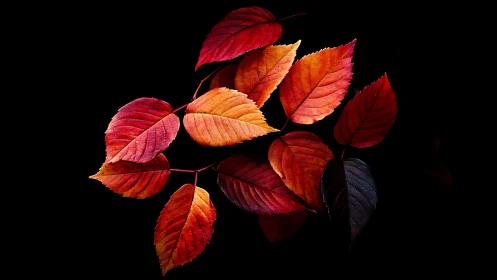 Glowing autumn leaves gathered in a cozy dark embrace.