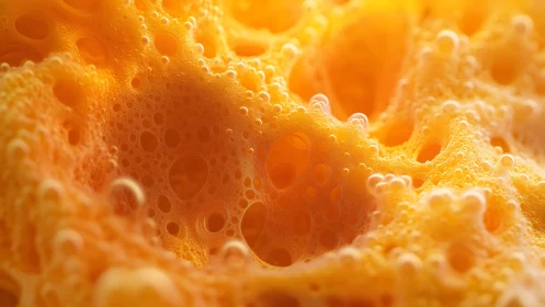 Close-up of Orange Foam Texture in Abstract Artistic Style.