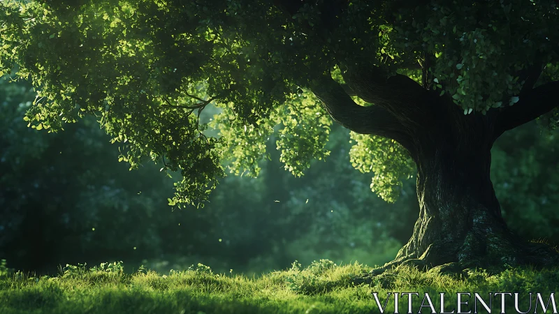 Luminous Canopy: Backlighting Through Ancient Oak Foliage.