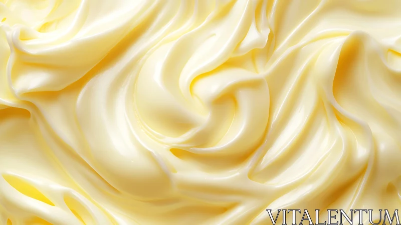 Smooth Swirls of Creamy Butter in Soft Focus Close-Up Style.
