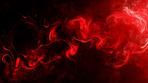 Crimson smoke rivers swirl through shadowed cosmic dark.