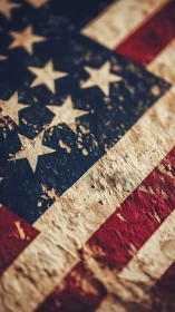 Weathered American flag texture evokes history and resilience