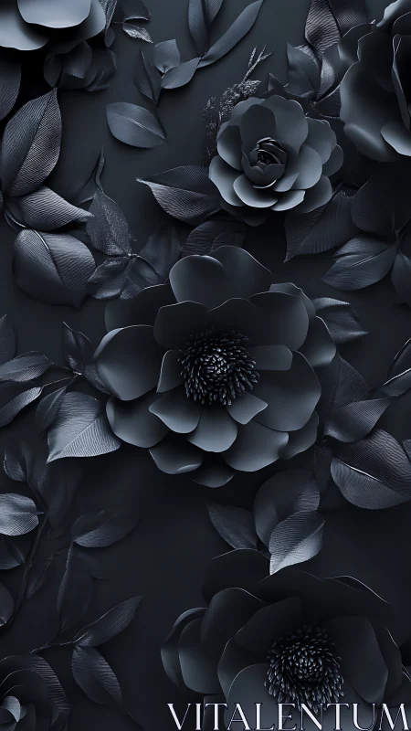 Monochromatic floral arrangement in dramatic shadows and light.