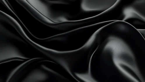 Folded black satin fabric with smooth reflective surface.