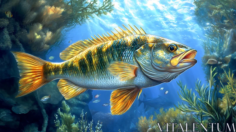 Sunlit reef fish rendered in hyper-detailed digital painting