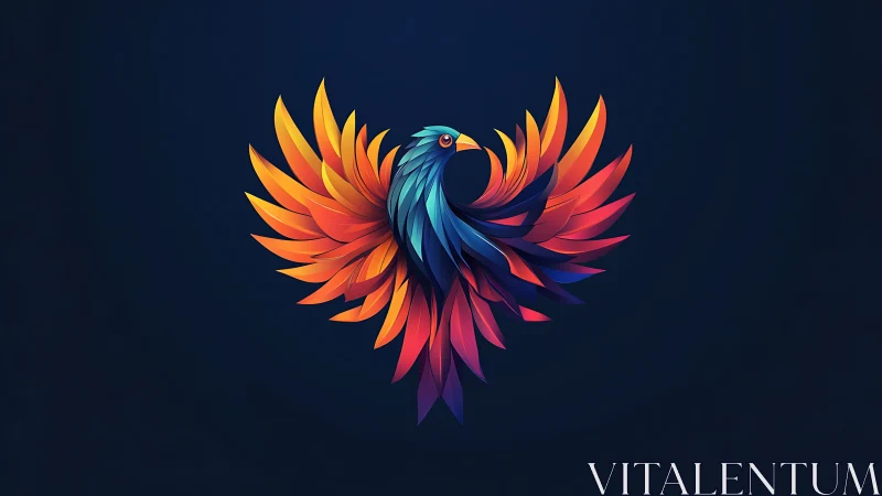 Vibrant Phoenix in Modern Abstract Style with Colorful Feathers.