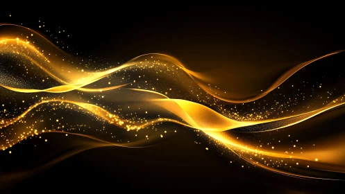 Golden light waves flowing softly through the dark.
