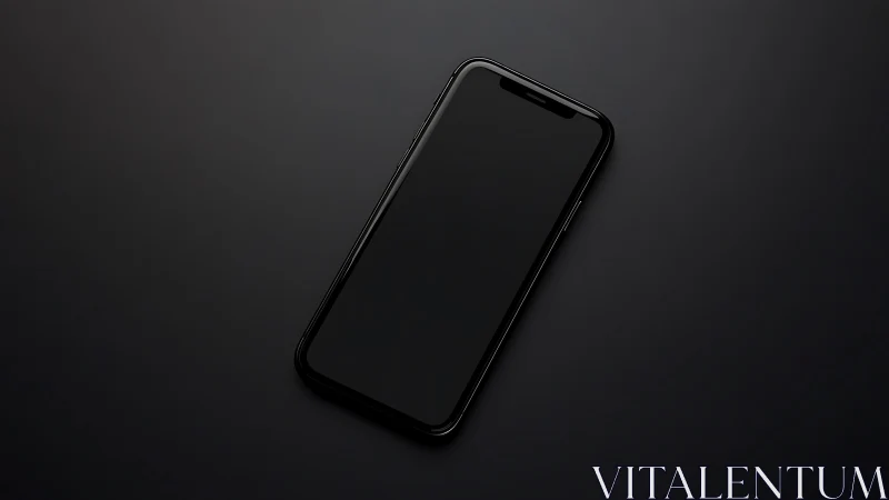 Black Smartphone Against Dark Background. Sleek Display.