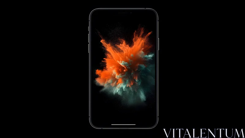 Modern smartphone with vibrant color explosion digital art.