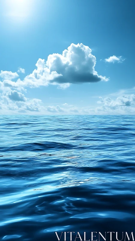 Open blue ocean surface under scattered cumulus clouds.