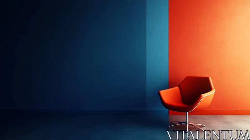 Bold orange lounge chair softens a sleek modern corner