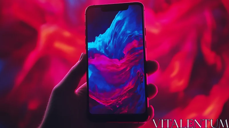 Neon Abstract Phone Display With Vibrant Colors.