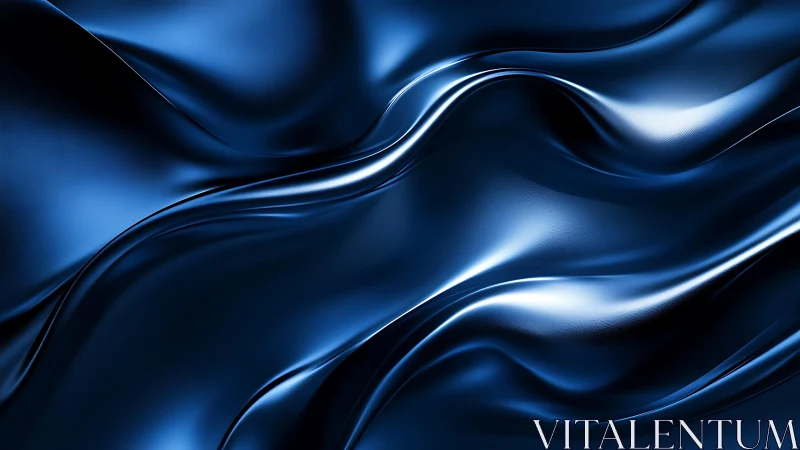 Elegant Blue Satin Waves Abstract Digital Art Background.