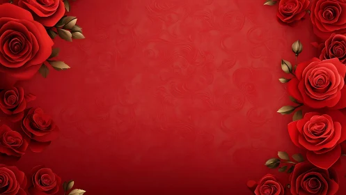 Velvety red roses gently frame a warm romantic background