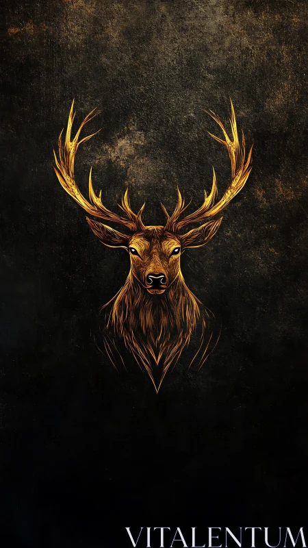 Gilded stag spirit glows against a deep ember night veil.