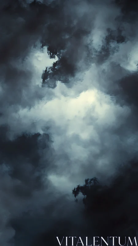 Storm-torn heavens cradle a ghostly shard of distant light.