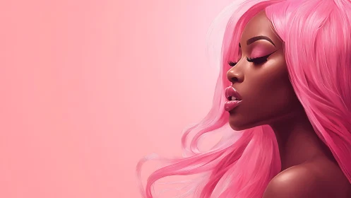 Cotton-candy winds cradle a neon-pink daydream portrait