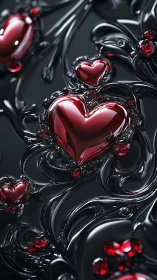 Crimson Hearts Suspended in Liquid Metal Flows.