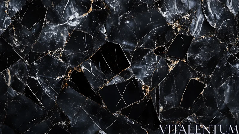 Shattered midnight marble weaves a galaxy of fractured light