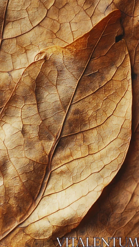 Macro study of layered golden dried leaves and veins.