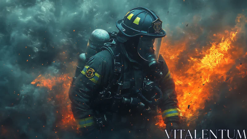 Firefighters engage structural fire with advanced protective equipment.