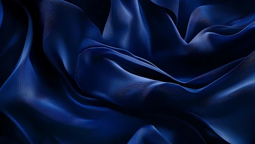 Deep Blue Satin Folds Abstract Texture in Luxurious Style.
