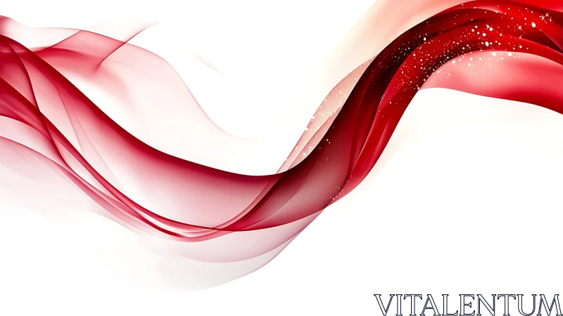 Red translucent wave ribbons over white background.