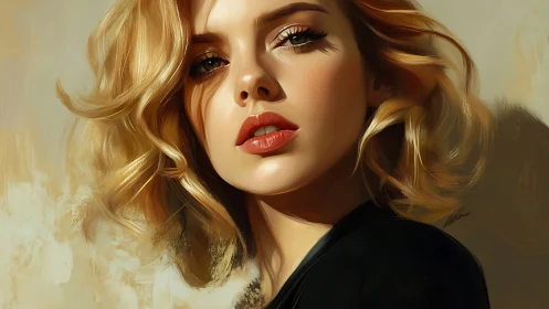 Digital portrait study with luminous blonde hair rendering.