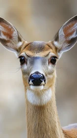 Front-facing deer portrait reveals detailed fur texture and shallow depth