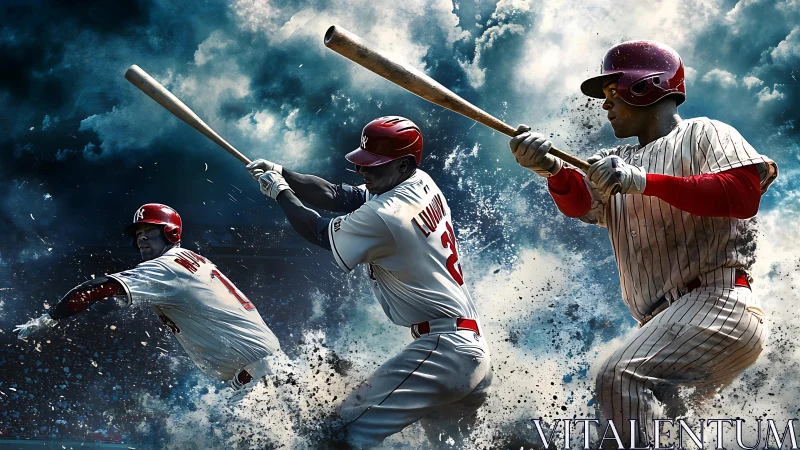 Three baseball batters progress through a swing sequence