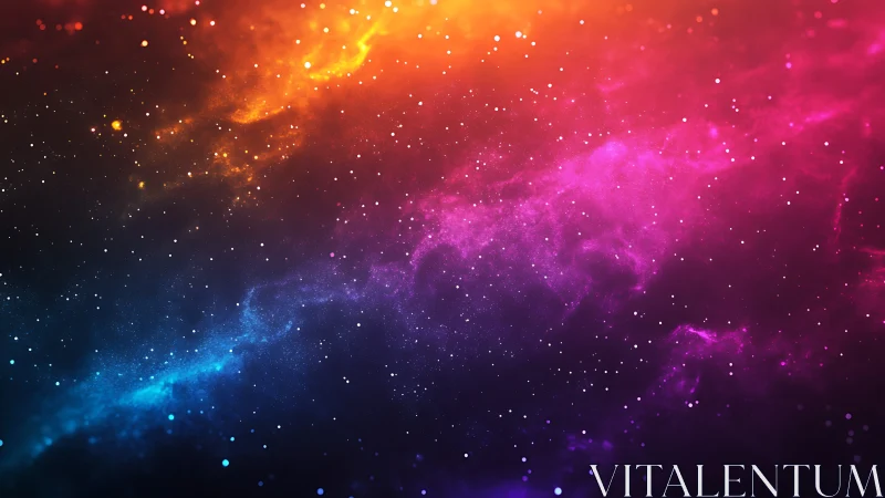 Multicolored stellar nebula field with dispersed light points.