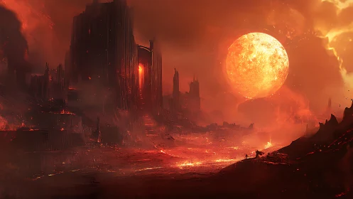 Volcanic infernal citadel under overgrown molten star