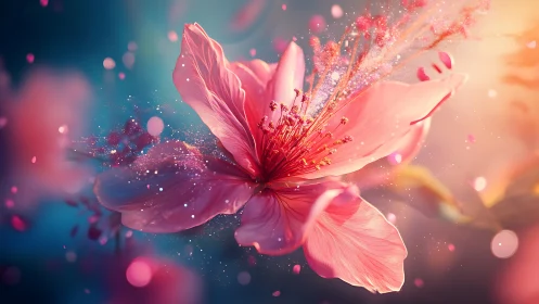 Digital Bloom Bursting with Luminous Particles and Color